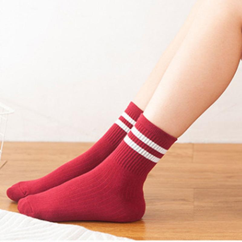 1 Pair Of Cotton Gym  Socks Sports Classic Striped Tube Socks College Style Outdoor Socks