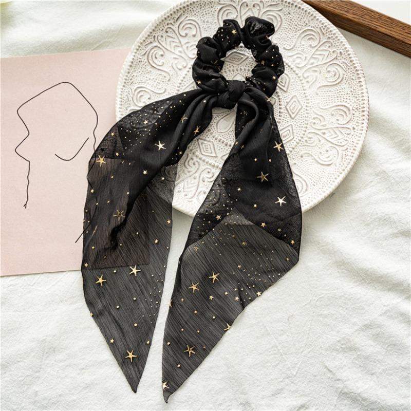 Spring and summer new chiffon star ponytail streamer large intestine ring hair accessories female tie hair ring spot