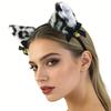 Soft Furry Leopard Print Cats Ear Headband With Attached Bells For Cosplay Halloween And Dance Parties