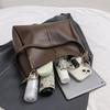 PU-Leder Damen Schultertaschen mit Kettendekor Trendästhetik Einfarbig Luxus Reißverschlussdekor All-Match-Einkaufstasche mit großer Kapazität