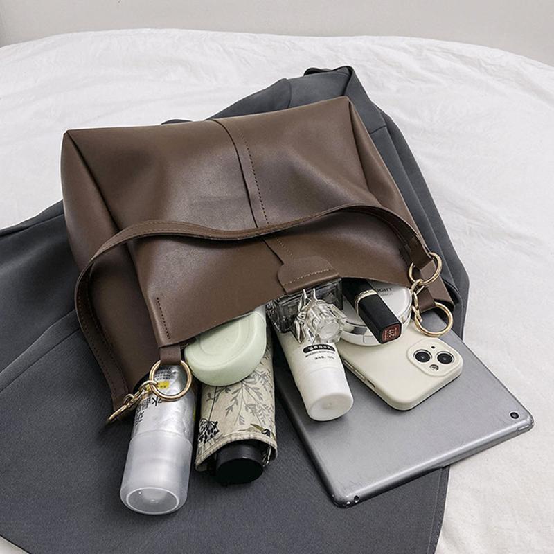 PU-Leder Damen Schultertaschen mit Kettendekor Trendästhetik Einfarbig Luxus Reißverschlussdekor All-Match-Einkaufstasche mit großer Kapazität