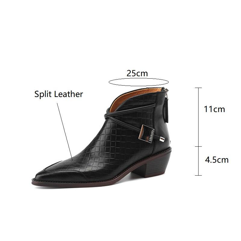 Fashion 2025 Autumn Split Leather Women Boots Pointed Toe Ankle Boots for Women Winter Boots Women Fashion Retro Chelsea Boots Female