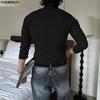 INCERUN Spring Men's Zip-up High Neck Long Sleeve Rib Fitted T-shirts Tops Undershirts