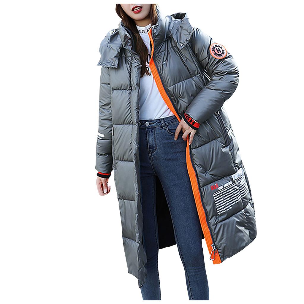 Women's Winter Fashion Long Over-The-Knee Hooded Thick Padded Jacket Coat