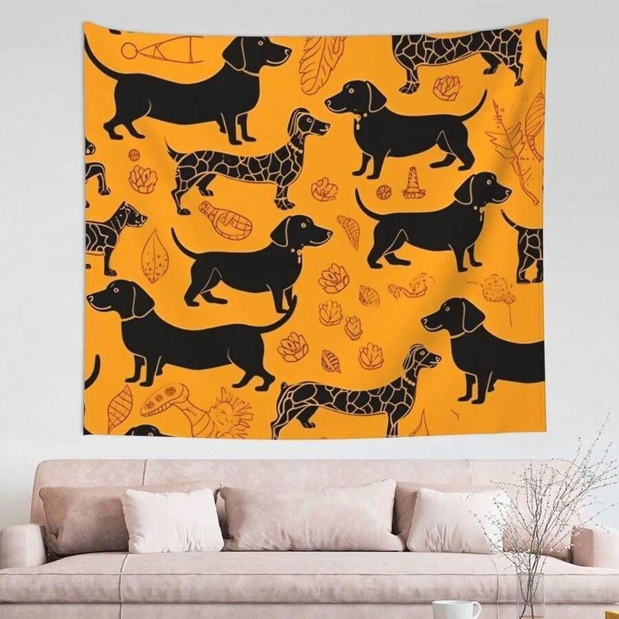 

Tapestry PC wall black dachshund not 75x100