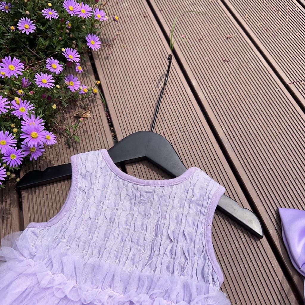 Girls' Sleeveless Korean-Style Tulle Dress with Bow