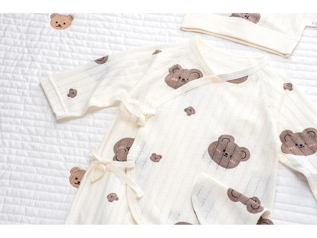 Nyfødt Sommer Ultratynn Langermet Ren Bomull Romper med Magebeskyttelse – Pustende Klasse A for Klimaanleggskomfort.