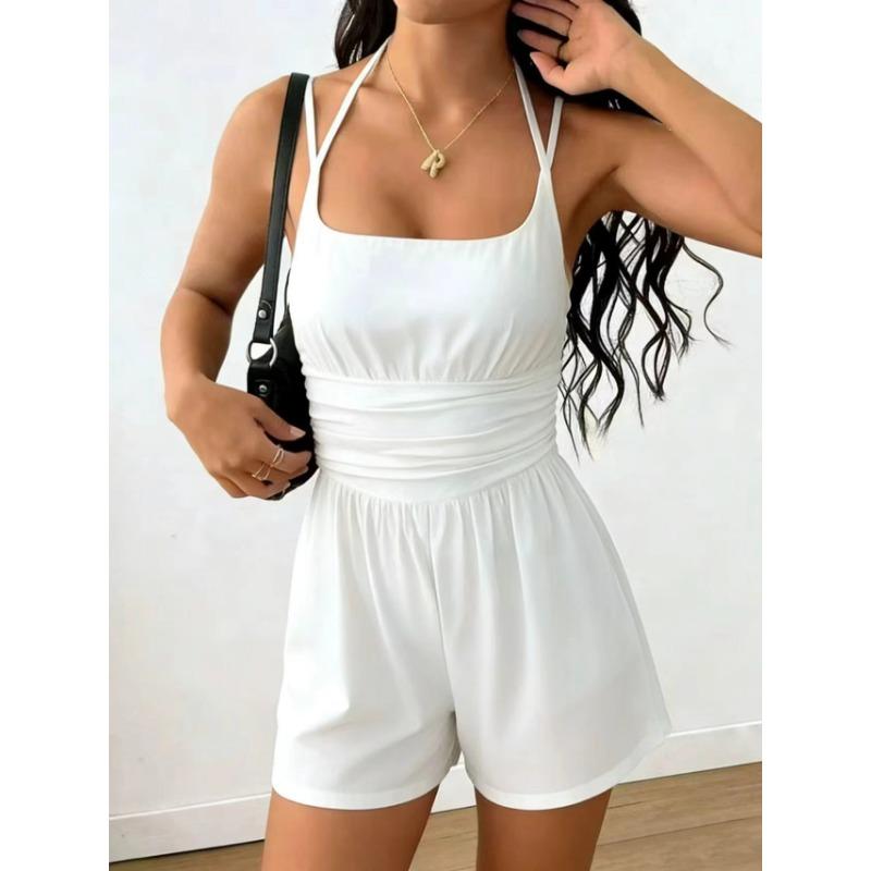 Women S Summer Casual Strapless Wide Leg Jumpsuit Shorts