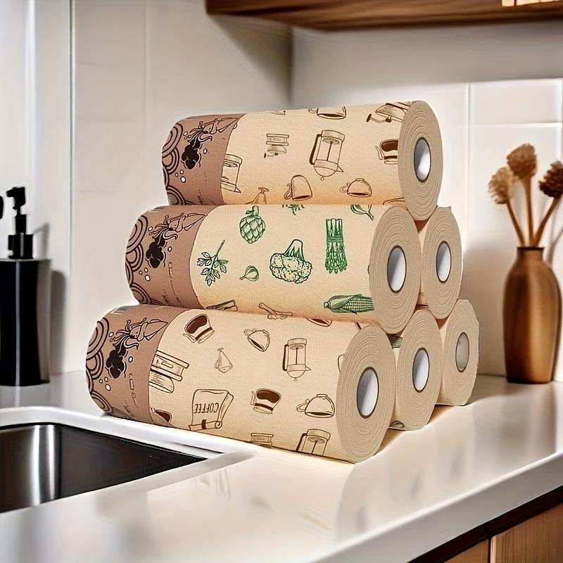 1 Rotolo da 50 Pezzi Panni Usa e Getta da Cucina, Asciugamani di Carta Facili da Pulire con Forte Assorbenza e Spessi a Doppio Strato