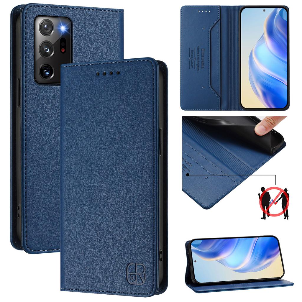 Luxus Lederhülle für Samsung Galaxy Note8 Note9 Note10 Note20 Ultra RFID-Blockierung Kartenfach Magnetische Anziehung Aufsteller Stoßfeste Klapphülle