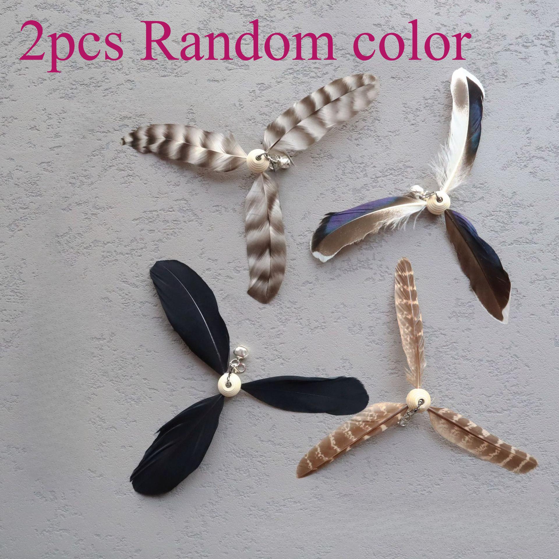 Feather Cat Toy Pet Toy Funny Cat Stick Rotating Feather Cat Teaser