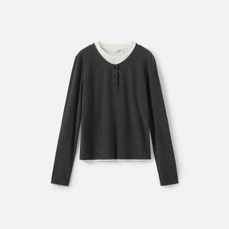 Broadcast Women's Faux Two-Piece Casual Loose Long-Sleeve T-Shirt BDS3YD3500G20