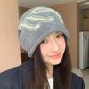 2025 Korean Lazy Wind Personalized Jacquard Stacking Hat Autumn and Winter Warm Fleece Versatile Retro Knitted Baotou Hat