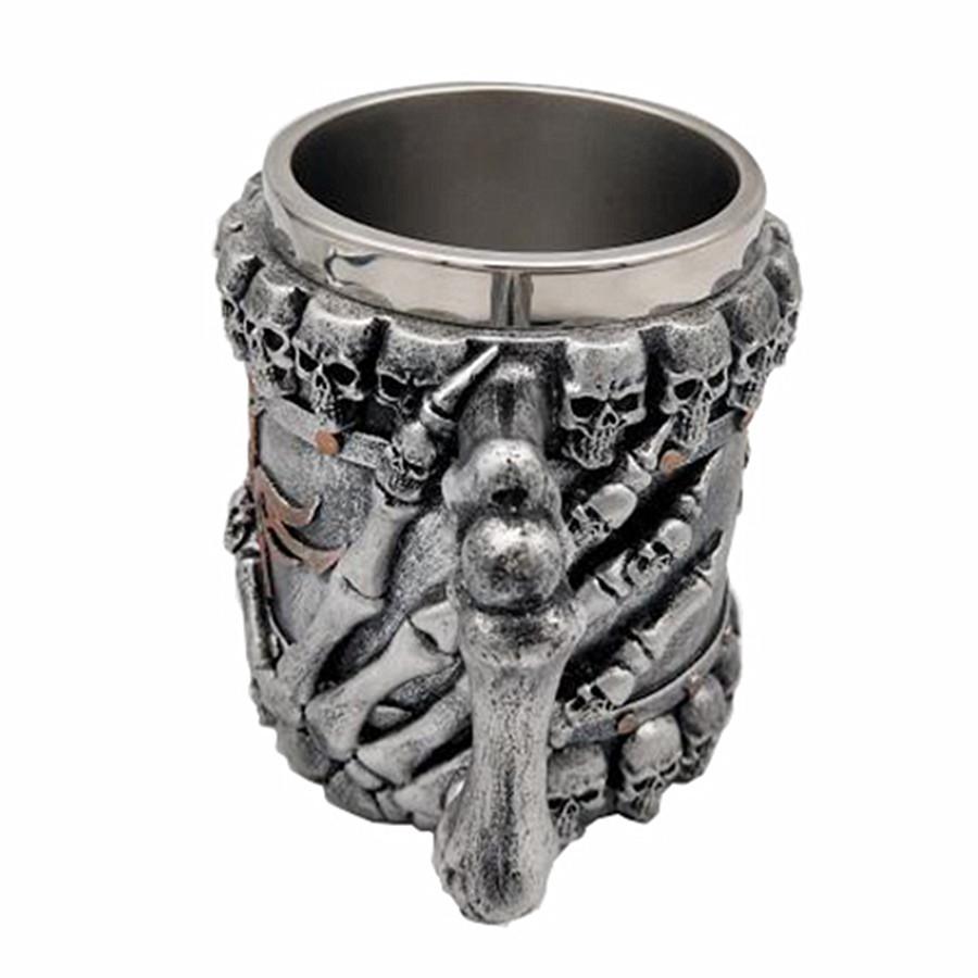 Cana 3D Craniu din Oțel Inoxidabil - Cană Creativă Cadou cu Cap de Fantomă din Rășină pentru Halloween