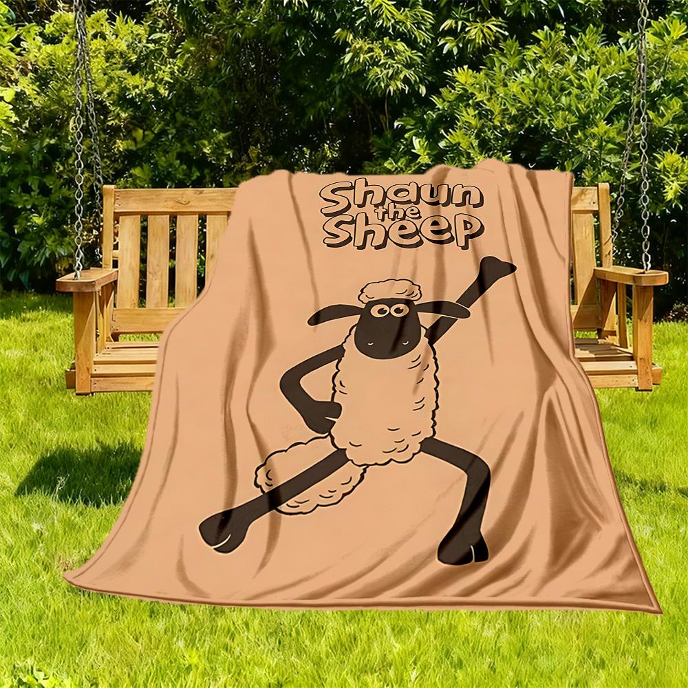 1pc Sheep Shaun Outdoor Blanket Lightweight Flannel, Soft & Warm, All-Season Use for Sofa, Outdoor, Camping, Living Room030