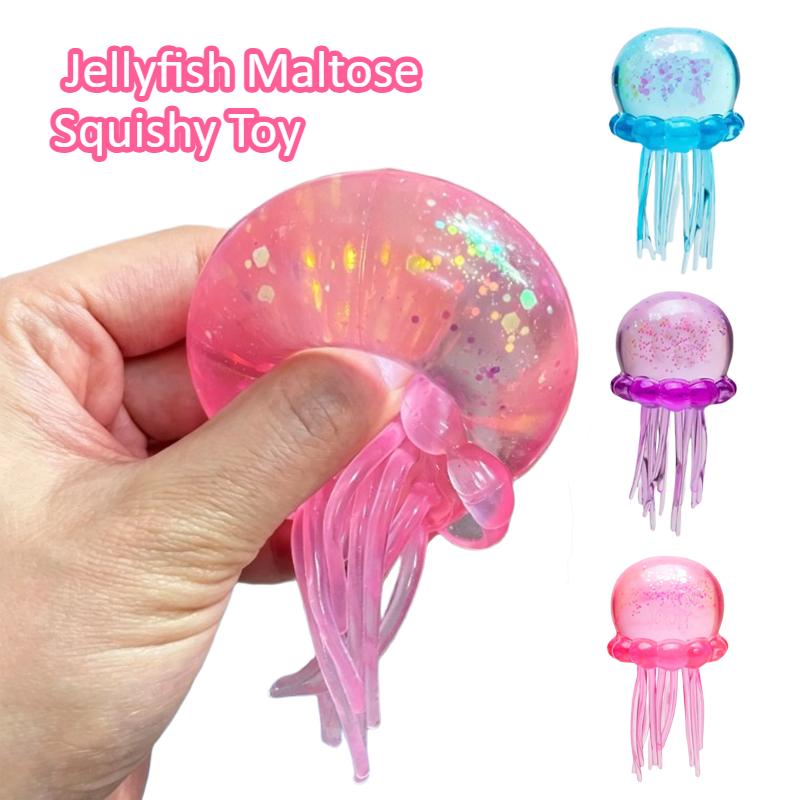 Bai Fen Bai Toys Needoh Jellyfish Maltose Squishy Toy Soft Colors Cute Jelly Fish Modeling Stress Relief Relax Fun Toy For Friends Gifts