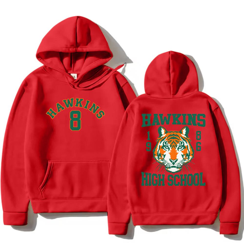 Hawkinss Tigers Hoodie Fashion Trendy Cartoon Print Sweatshirts Men's Women's Loose Pullover Oversized Casual Streetwear Clothes