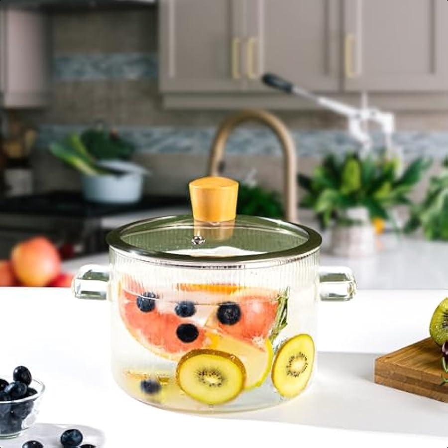 

Стеклянный горшок для кипячения для плиты Попурри 1,8 л 60 унций Прозрачные кастрюли с крышками и ручками Рифленая стеклянная кастрюля с крышкой f United States