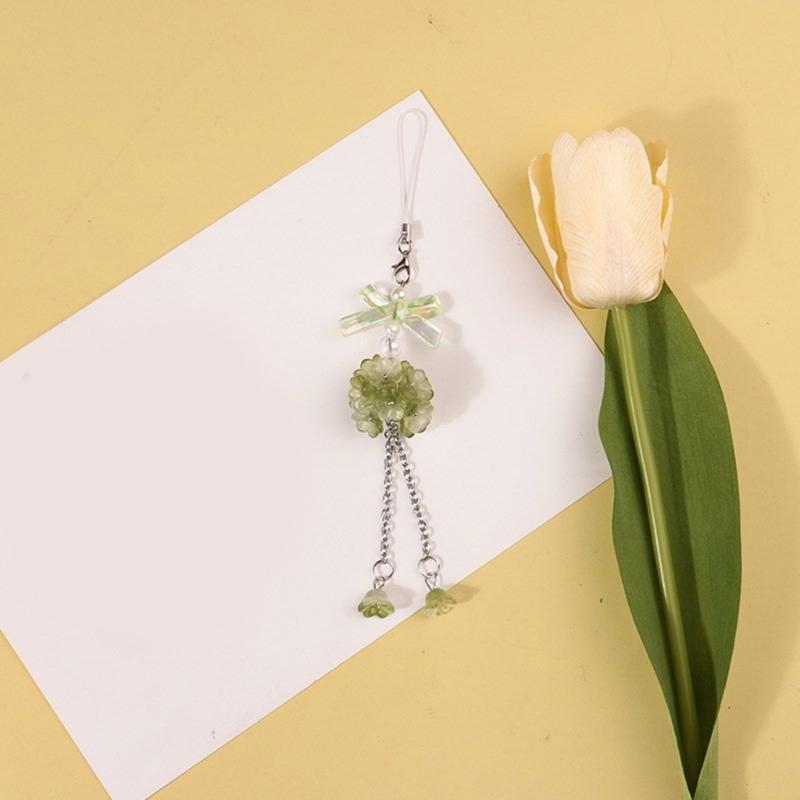 Fashionable Flower Cellphone Charm Butterfly Phone Chain Keyring Accessory Personalized Decoration for Women and Girls