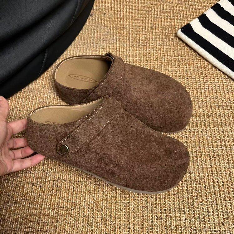 

Retro two-wear Boken shoes bag head half slippers women s outer wear 2025 autumn new thick-soled inner height-increasing Muller single shoes 40