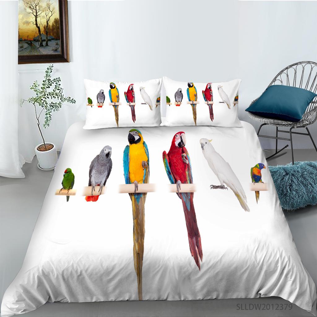 3D Printing Household Bedding Set Bird Theme Bedding Set Queen King Full-size Double Bed Quilt Cover and Pillowcase Soft Microfiber