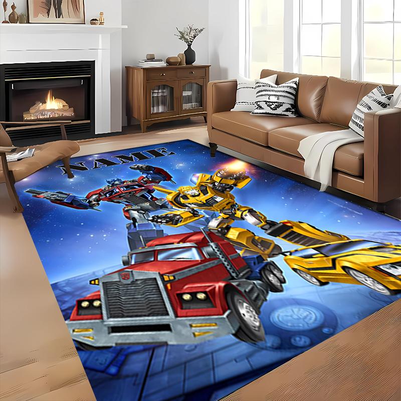 Custom Personalization Optimus Prime & Bumblebee Area Rug - Perfect For Kitchen, Bathroom,Laundry Room Decor Large Size Available,Gift All Seasons