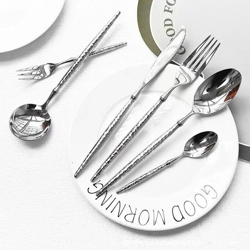 Ballet Hammer Pattern 304 Stainless Steel Western Cutlery Set: Knife, Fork, Spoon for Restaurant or Home Use