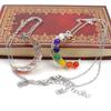 Vintage Handmade Colorful Beads Agate Beads Crystal Beads Moon Pendant Necklace N552