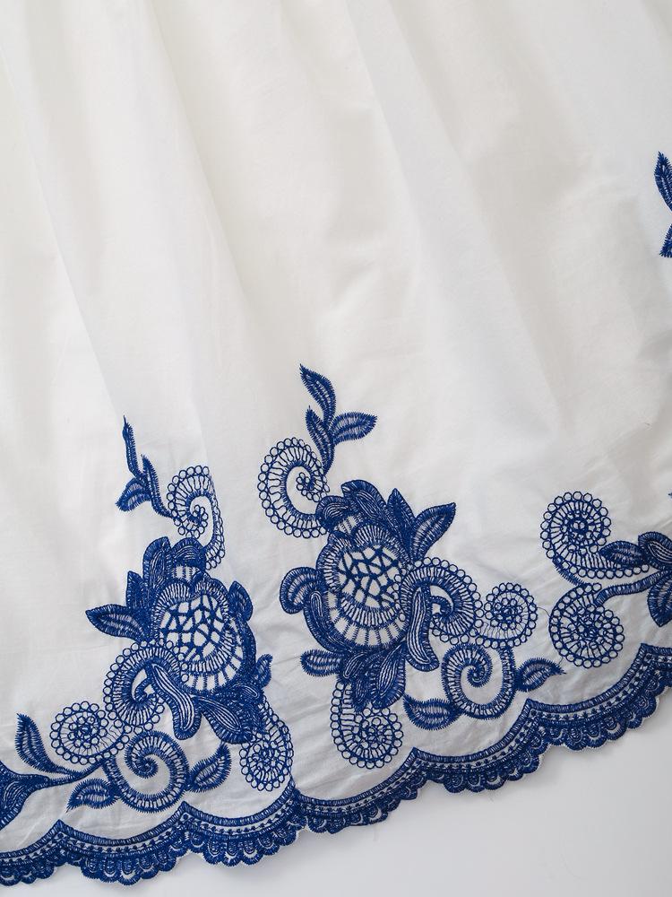 Dámský letní 2025 retro barevný blok vyšívaný set košile a midi sukně