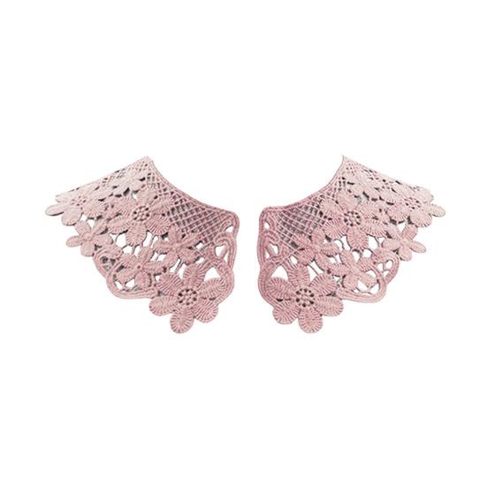 1 pár vyšívaných límců dámský krajkový výstřih s dutým krajkovým lemem nášivka pro DIY šití halloweenského cosplay