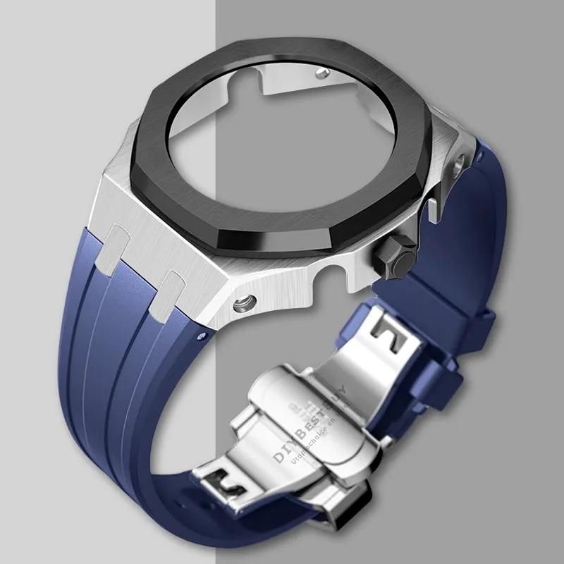 Ny Gen5 Casioak-fodral i rostfritt stål för G-Shock GA2100 Mod-kit Modifieringssats Metallram gummiband för GA2110 GAB2100