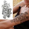 Black Flower Temporary Tattoo For Women Adultsl Fake Peony Rose Dahlia Lotus Tattoo Sticker 3D Body Art Bouquet Sexy Tatoo Paste