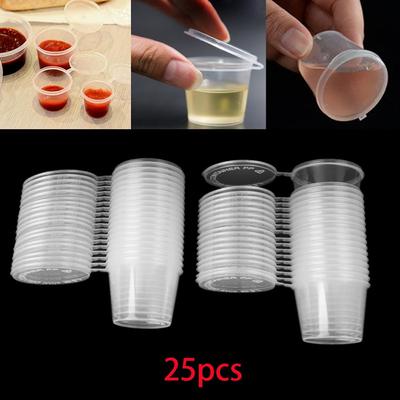25Pcs Small Takeaway Hinged Lids Palette Pigment Paint Box Food Containers Sauce Cup