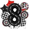 8Pcs Motor Helmet Balloon Wheel Tire Racing Balloons Birthday Decor Boys Race Car Dirt Bike Motorcross Hot Wheel Party Supplies