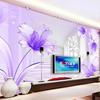 Mural de Perete cu Flori Purpurii Modern Minimalist Creativ Tapet Foto Pentru Pereți Living Dormitor Decor Acasă Frescă