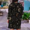 Women Plus Size V Neck Long Sleeve Black Red Rose Floral Printed Fitted Dress