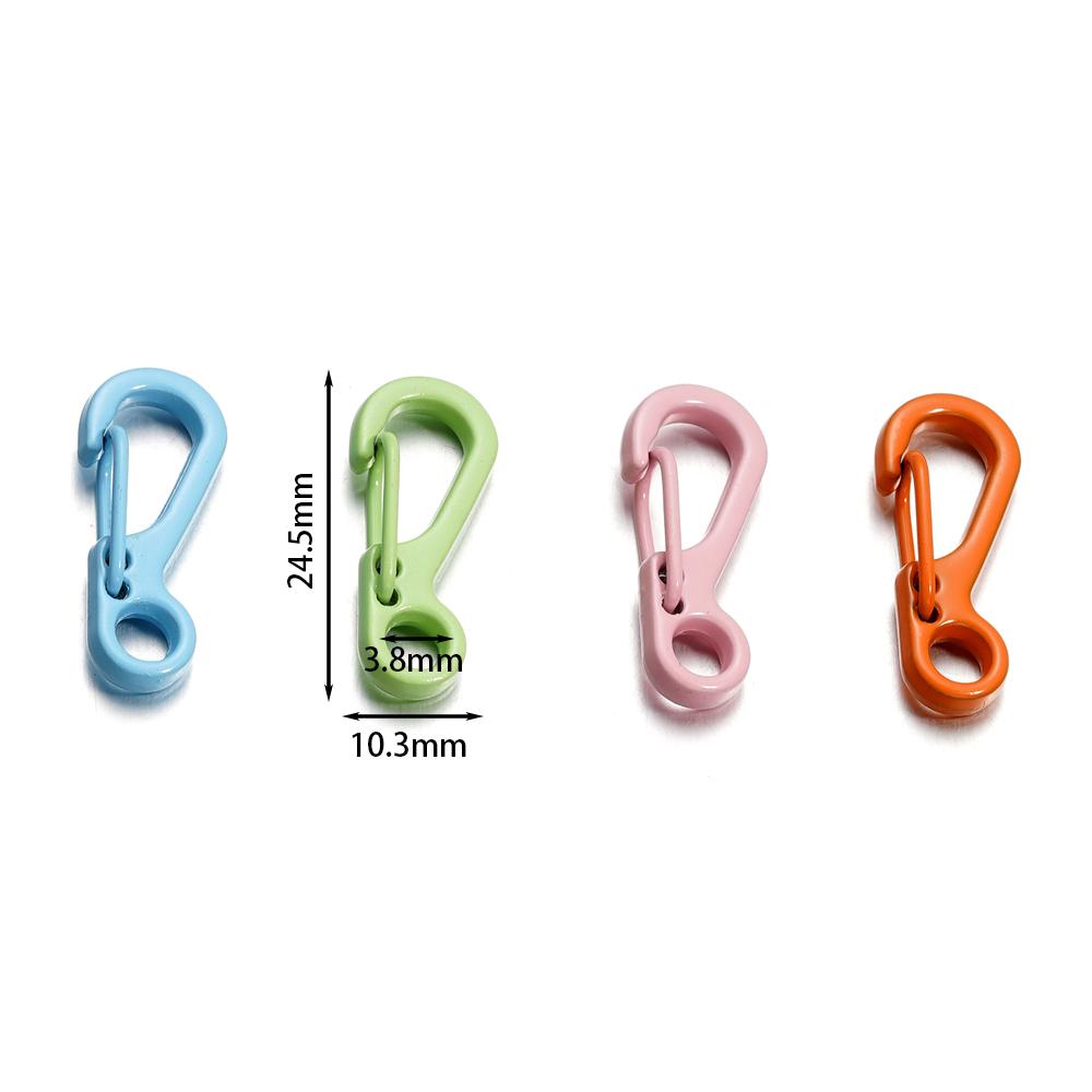10pcs/bag Colorful Solid Color Spring Metal Clasps Hook Keychain Bag Buckle Connector For DIY Jewelry Making Handcrafts Findings