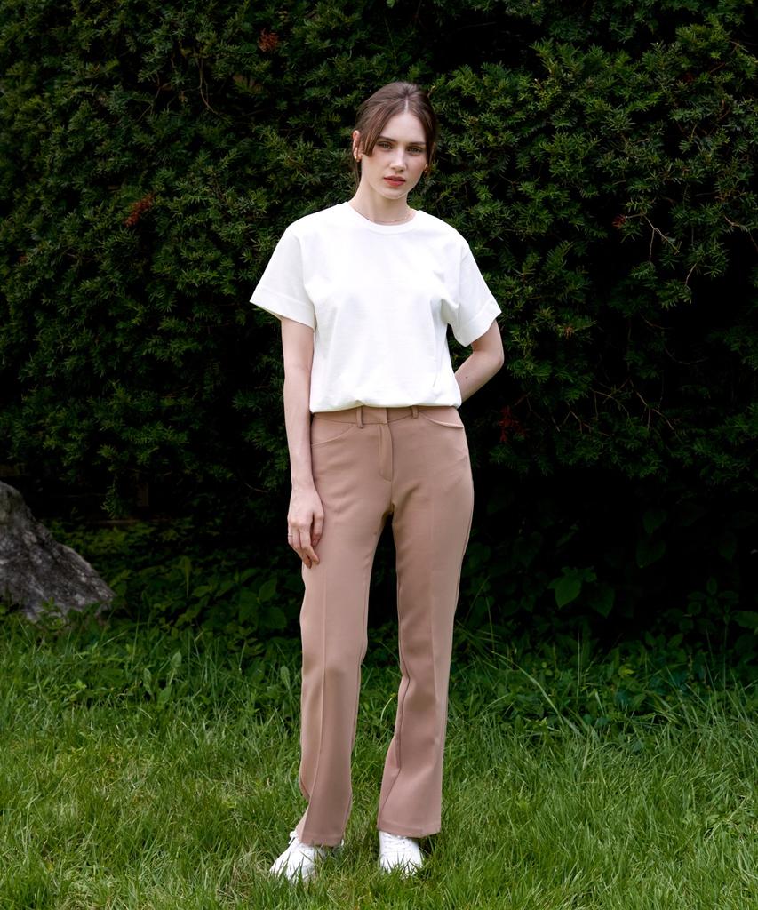 LAMARO Dana Stretch Wide Slacks (Beige)