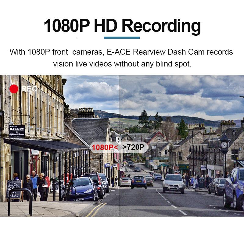 E-ACE FHD 1080P GPS Dash Cam with 3-inch IPS Screen, WDR, 32GB Storage & Parking Monitoring