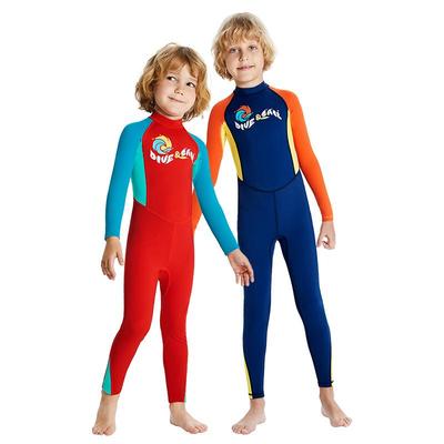 Boys' One-Piece Long-Sleeve Sun Protection Swimsuit for Snorkeling and Surfing - Quick-Drying