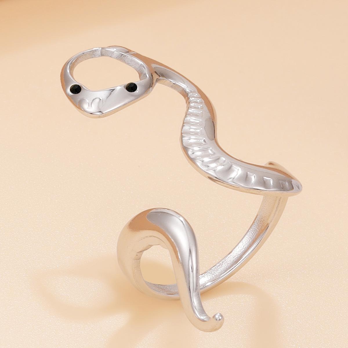 Stainless Steel Snake-shaped Punk Ring – Unisex Hip Hop Style