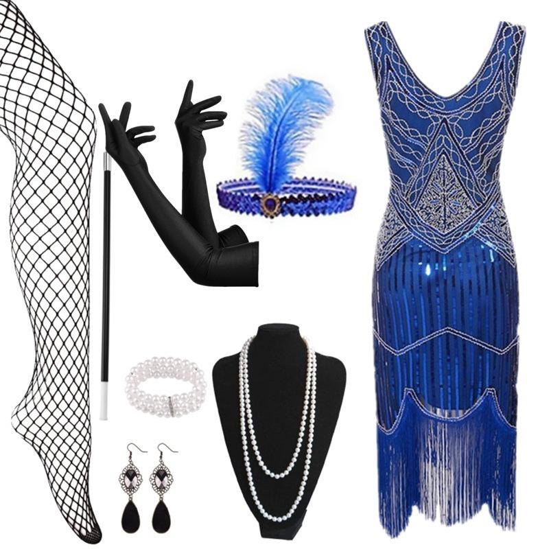 1920s Gatsby-Inspired Sequin Tassel Evening Dress