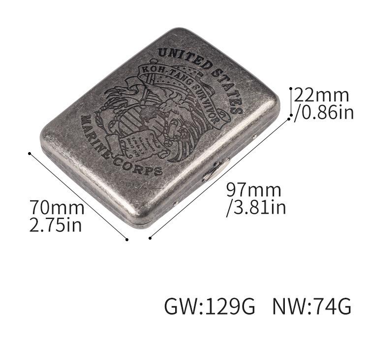 Vintage Antique Silver Dual-Use Cigarette Case for 6.5mm Medium/Regular Cigarettes - Holds 20/16 Count