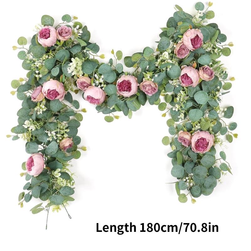 180cm Artificial Flower Vine with Camellia Rose Design Decorative Flower Garland for Wedding Arch Party Wall Backdrop Decoration
