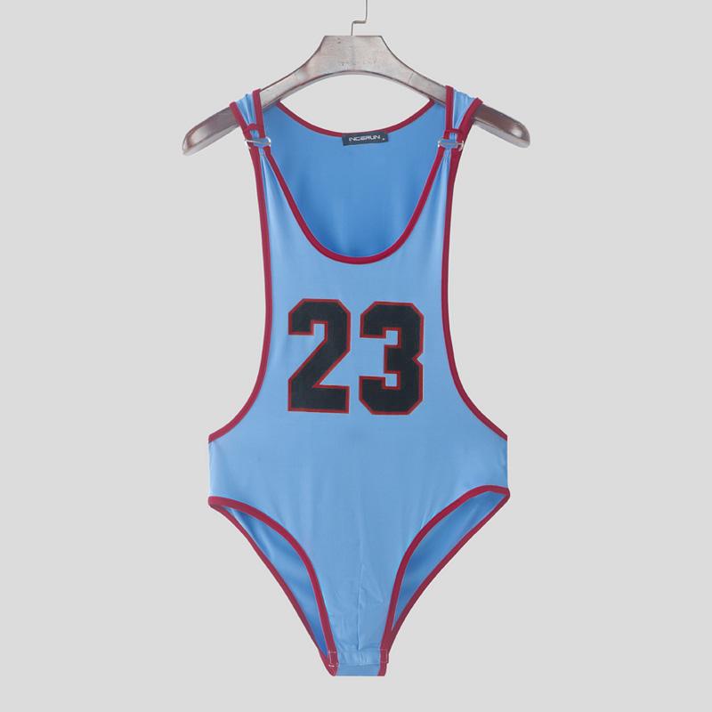 

INCERUN Мужское нижнее белье Без рукавов Со строчкой Принт с буквами Брифы Боди Комбинезоны 2XL синий