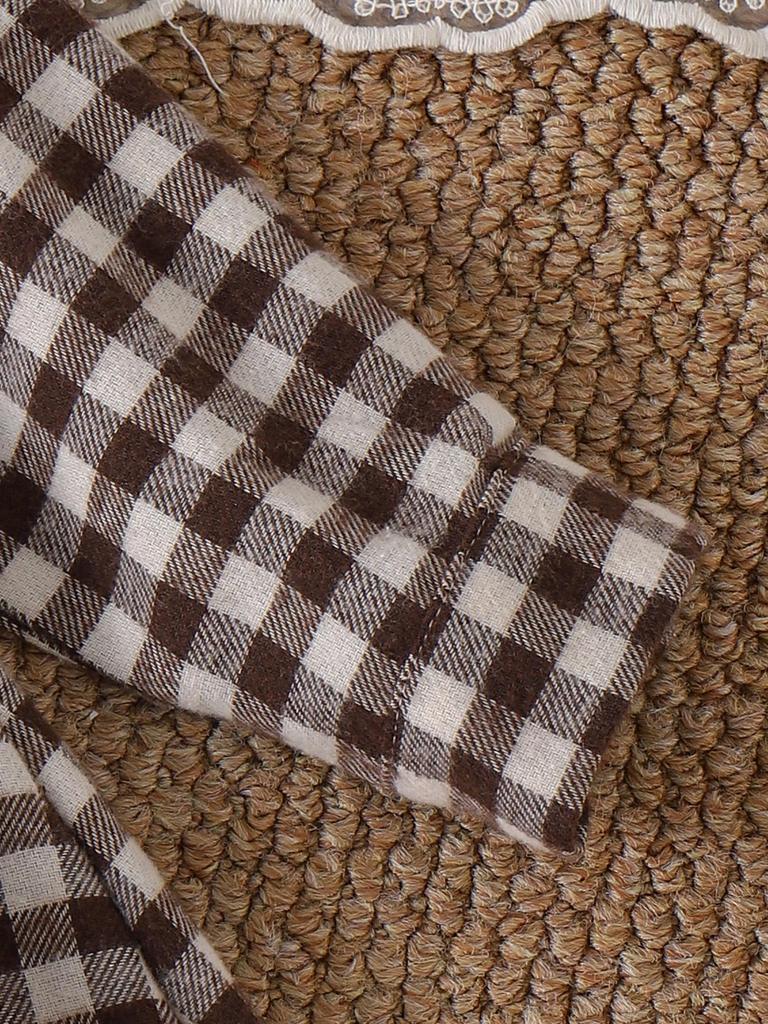 Mädchen Europäischer & Amerikanischer Stil Kleinkind Kaffee Weste + Kariertes Langarmkleid Set