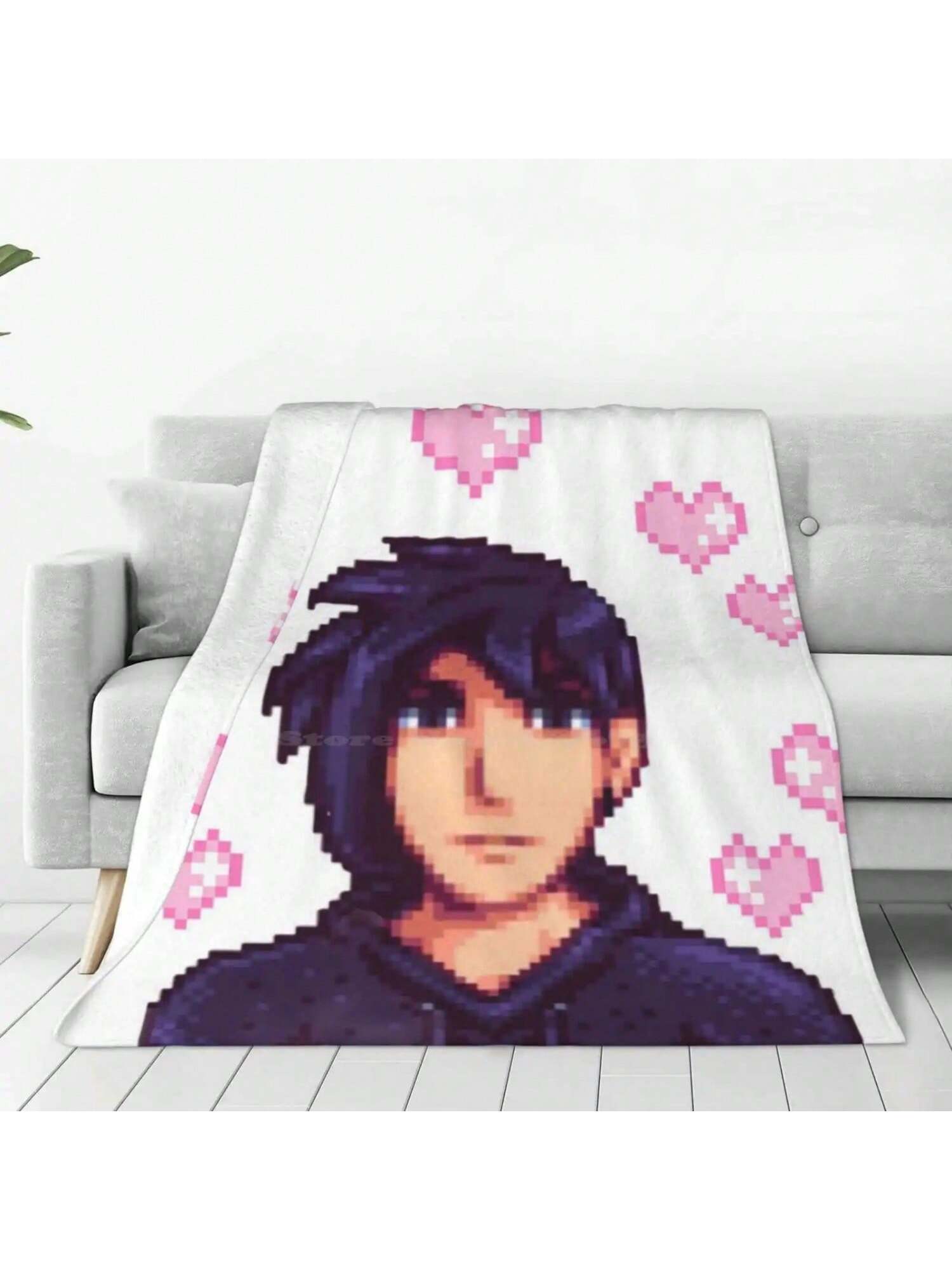 Stardew Valley Себастьян Новое Поступление Модный Повседневный Теплый Фланелевый Плед Stardew Valley Себастьян Stardew Себастьян Игровой 75X95CM