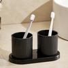 2pcs/set Solid Color Mouthwash Cup with Tray, Couple Toothbrush Cup, Gargle Cup Set,Family Bathroom Tumbler,Bathroom Accessories