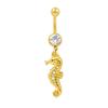 Gaibei Edelstahl Seepferdchen Bauchnabelpiercing mit buntem Diamanten - Modischer Piercing Schmuck