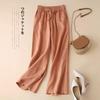 Women's High-Waisted Cotton-Linen Wide-Leg Pants - 2024 Summer Slimming, Versatile, Loose, Straight-Leg Design